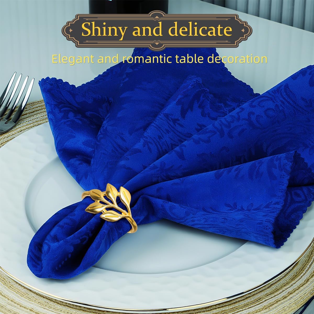 40 Pcs Leaf Napkin Rings Set, Gold Metal Napkins Rings Holders Bulk for Cloth Napkins Table Adornment for Wedding, Birthday, Thanksgiving, Christmas, Banquet, Dinning Table Decorations