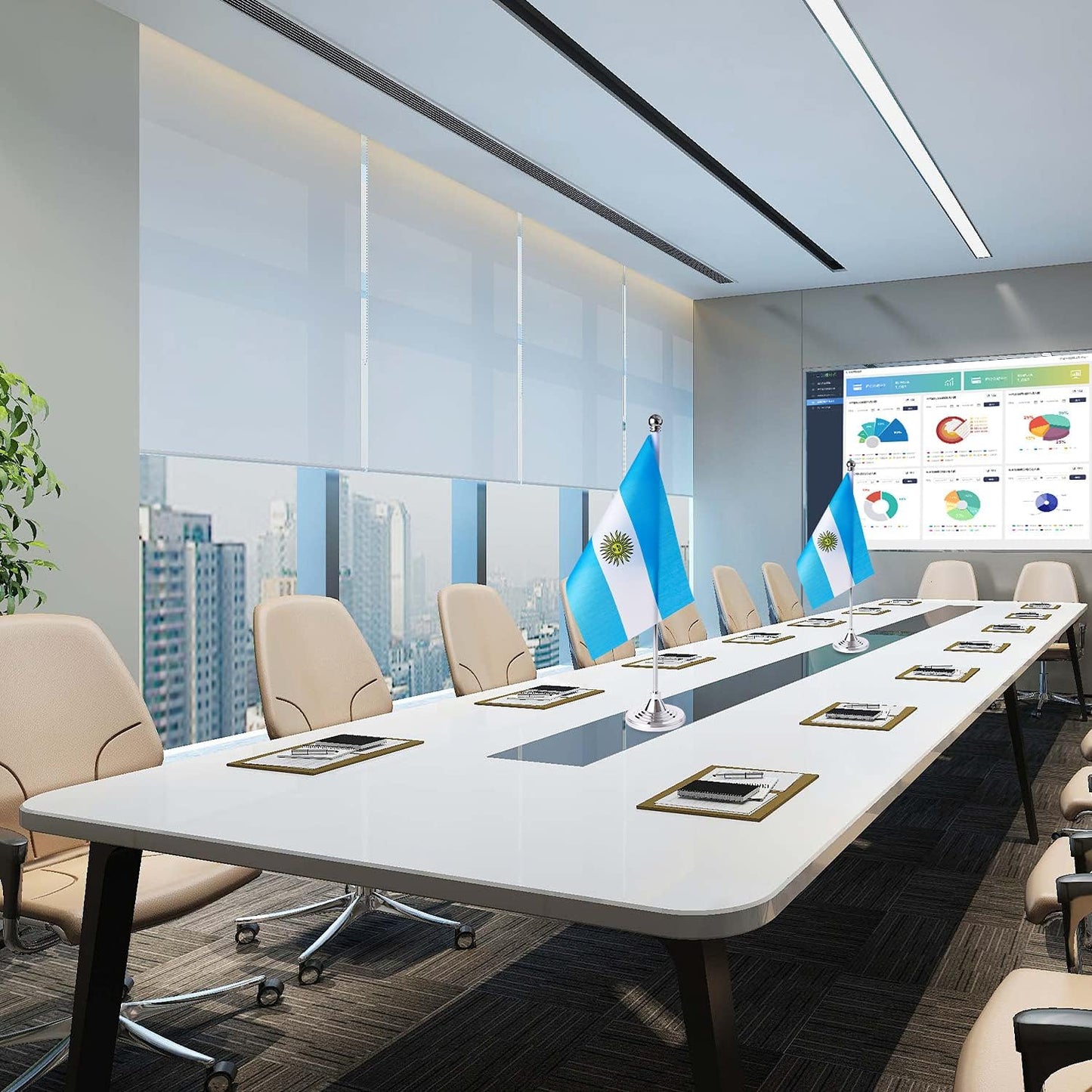 ZXvZYT 2 Pack Argentina flag Argentine Table Flag Small Mini Argentina Desk Flags With Stand Base,International Festival Events Celebration Decorate,Home office Decorations