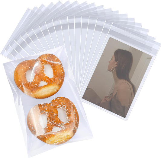 PigPotParty 6"x9" Cellophane Cookie Bags Self Sealing, 200 Pcs Clear Plastic Treat Individual Cookie Bags with seal, Perfect for Goodies, Party Favors, Snacks, Gift Wrapping