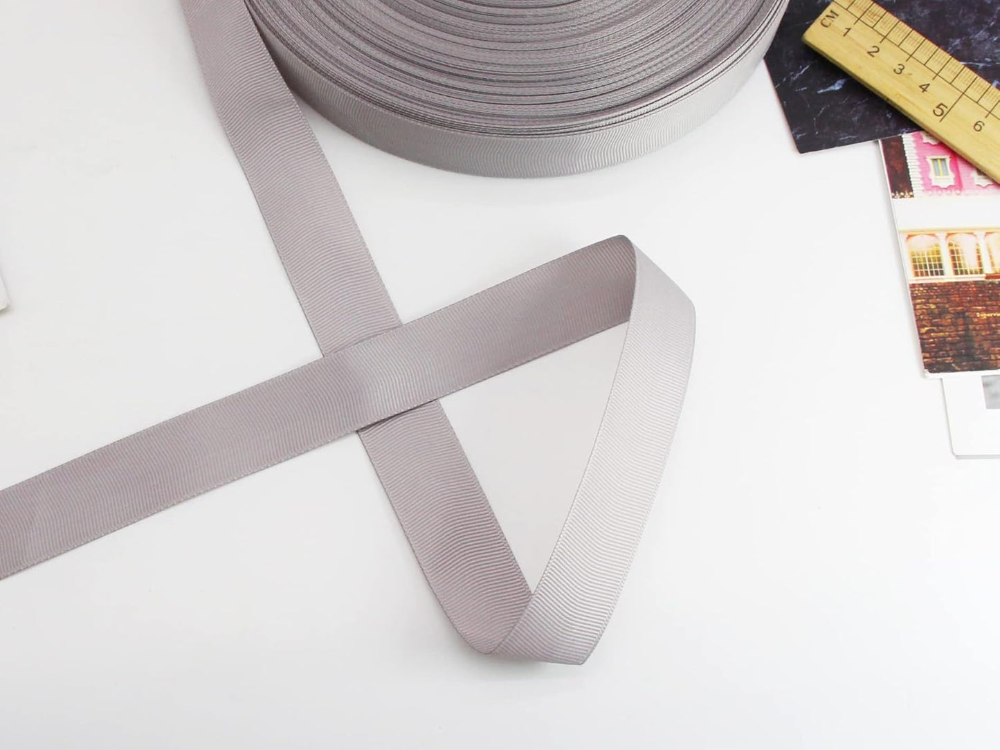 Jesep One Roll 100 Yards Soild Grosgrain Ribbon Boutique Gift Wrapping Package Ribbon, DIY Crafts Bow Hair Headband Accessories Assorted Ribbon#09 (1" 25mm, Gray)