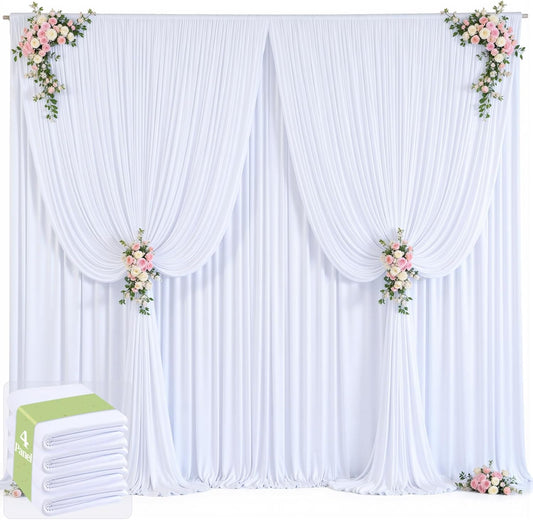 20ft x 12ft White Backdrop Curtains Wrinkle Free Backdrop Curtain for Wedding Parties White Fabric Backdrops Drapes Back Drop Cloth Bridal Shower Stage Curtains Wedding Decorations for Reception