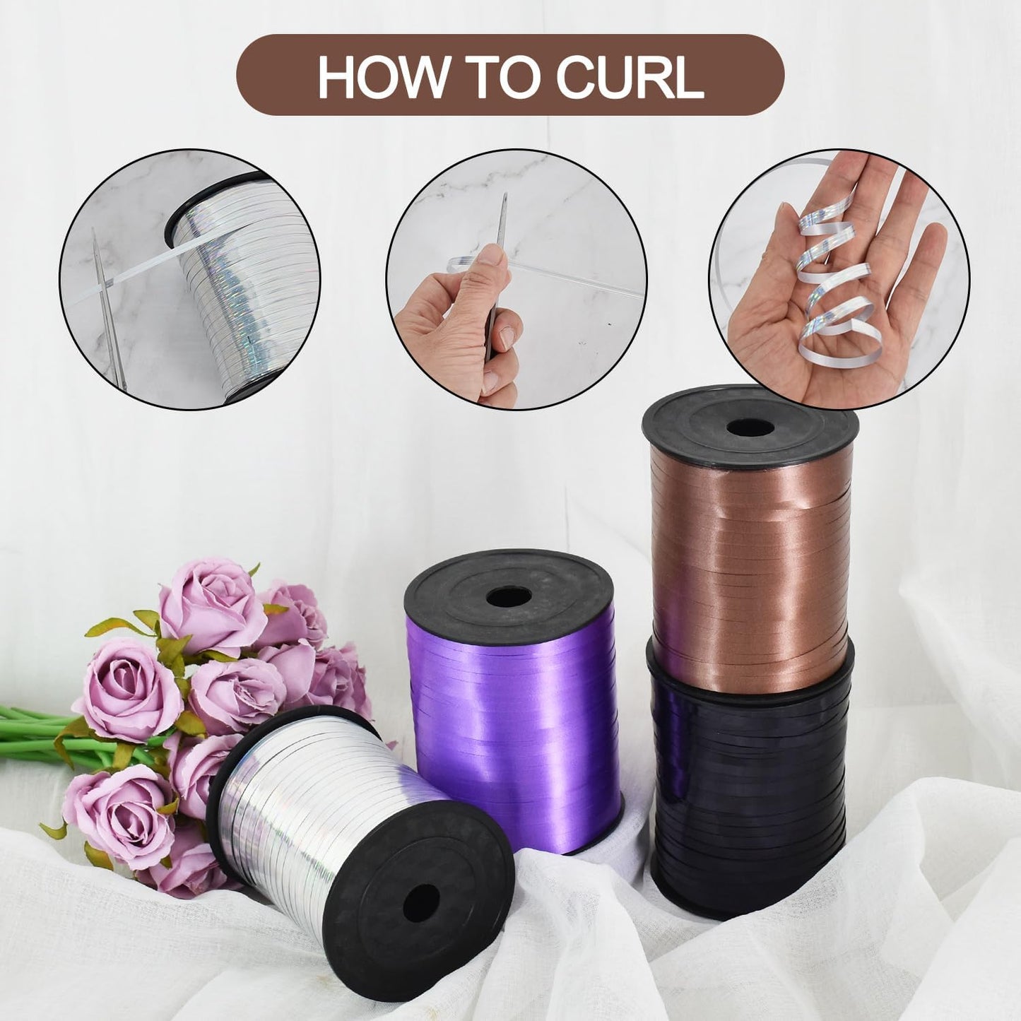 TONIFUL 500 Yards Curling Ribbon-Balloon Ribbon-Balloon String for Art&Craft Decor,Gift Wrapping,Ribbons and Bows for Thanksgiving kChristmas New Year Birthday Gifts Graduation Supplies (Brown)