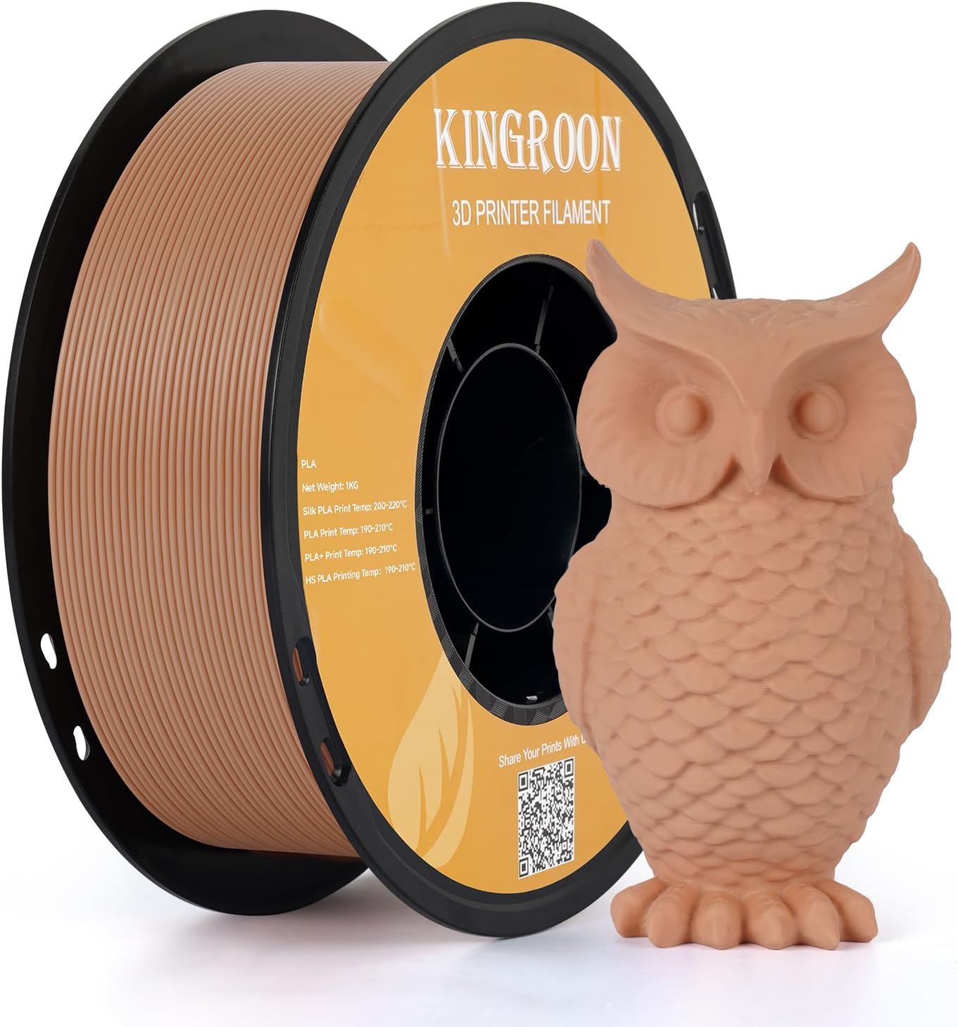 Kingroon PLA Filament 1.75mm 3D Printer Filament Brown Pla Filament 1kg Filament Dimensional Accuracy +/- 0.02mm, Fit Most FDM Printer,Brown