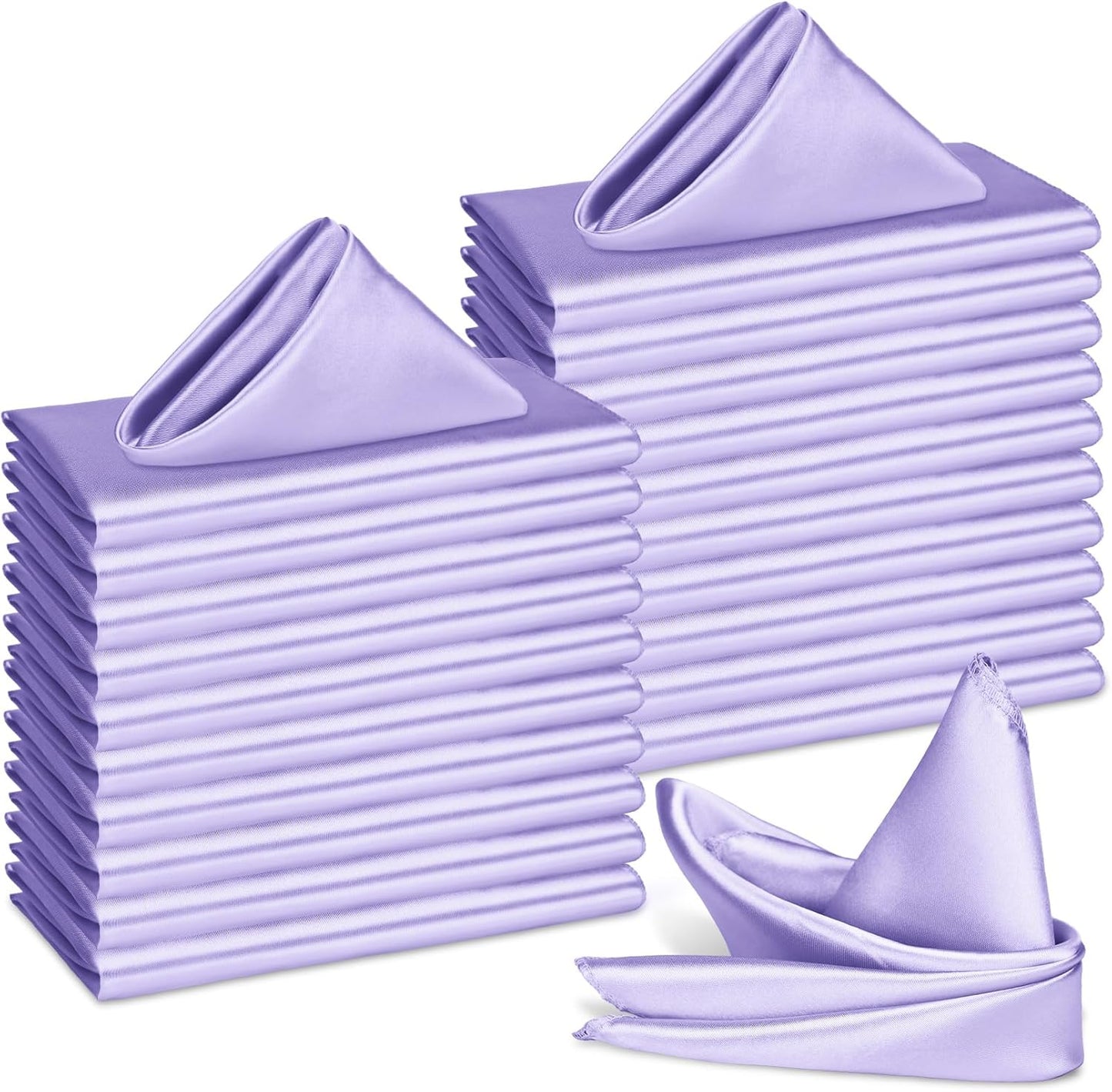Bailarina 80 Pack Lavender Satin Napkins,17x17 Inches Wedding Napkins Square Soft Silky Table Napkins Bulk Decorative Elegant Cloth Napkin for Party Decoration, Banquet,Wedding,Graduation