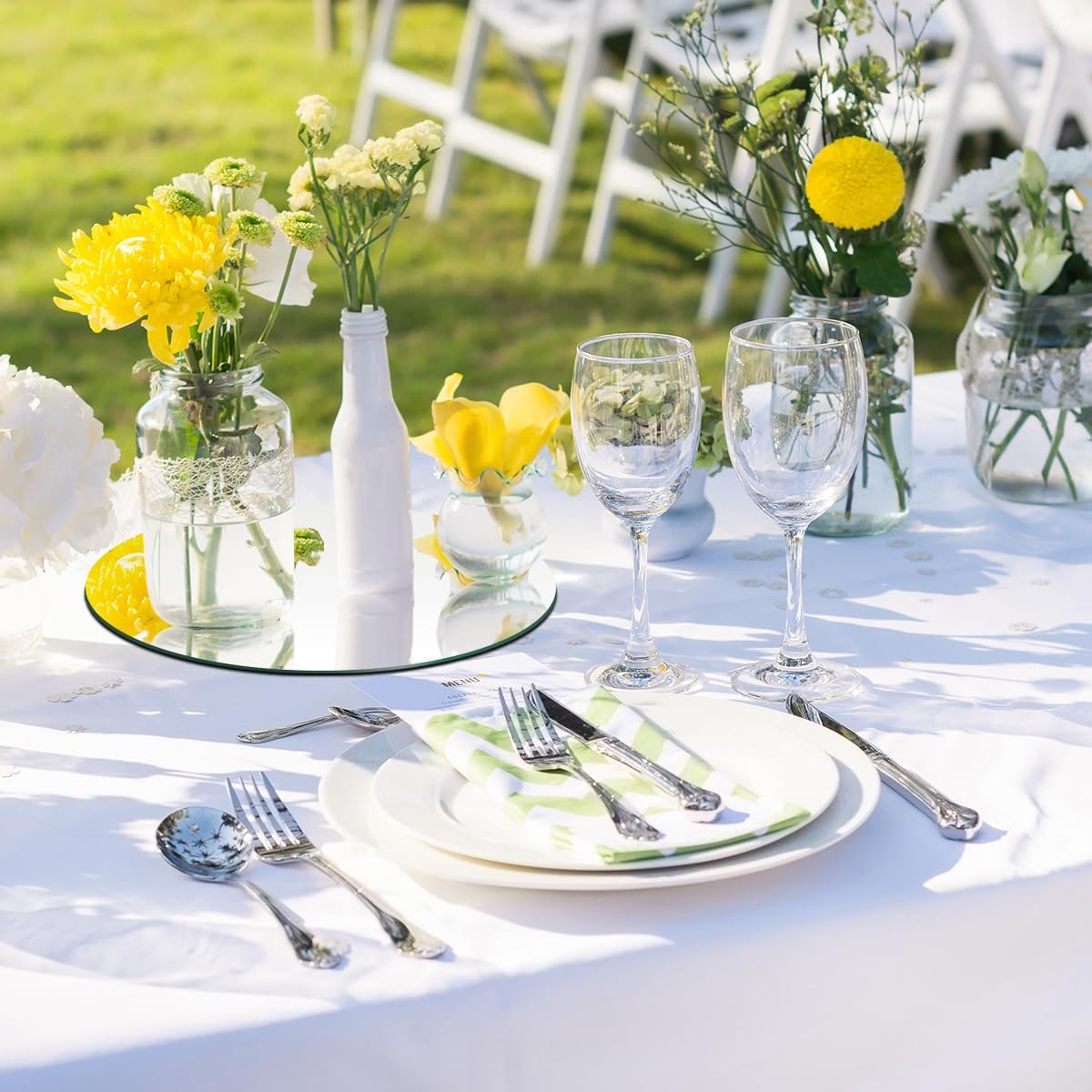 Round Mirror Centerpieces, Acrylic Circular Plates for Table Decoration, 15 Pack, Wedding Party Decor, Candle Tray (6inch)