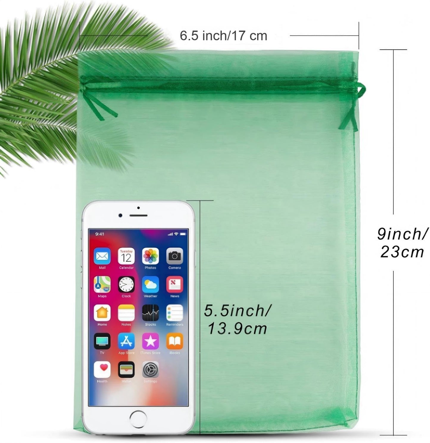 ANZNKU Organza Bags 6x9 Inch, 50 Pack Gift Bags for Christmas Party Favor Mesh Bag Jewelry Pouches Drawstring(Christmas Green)