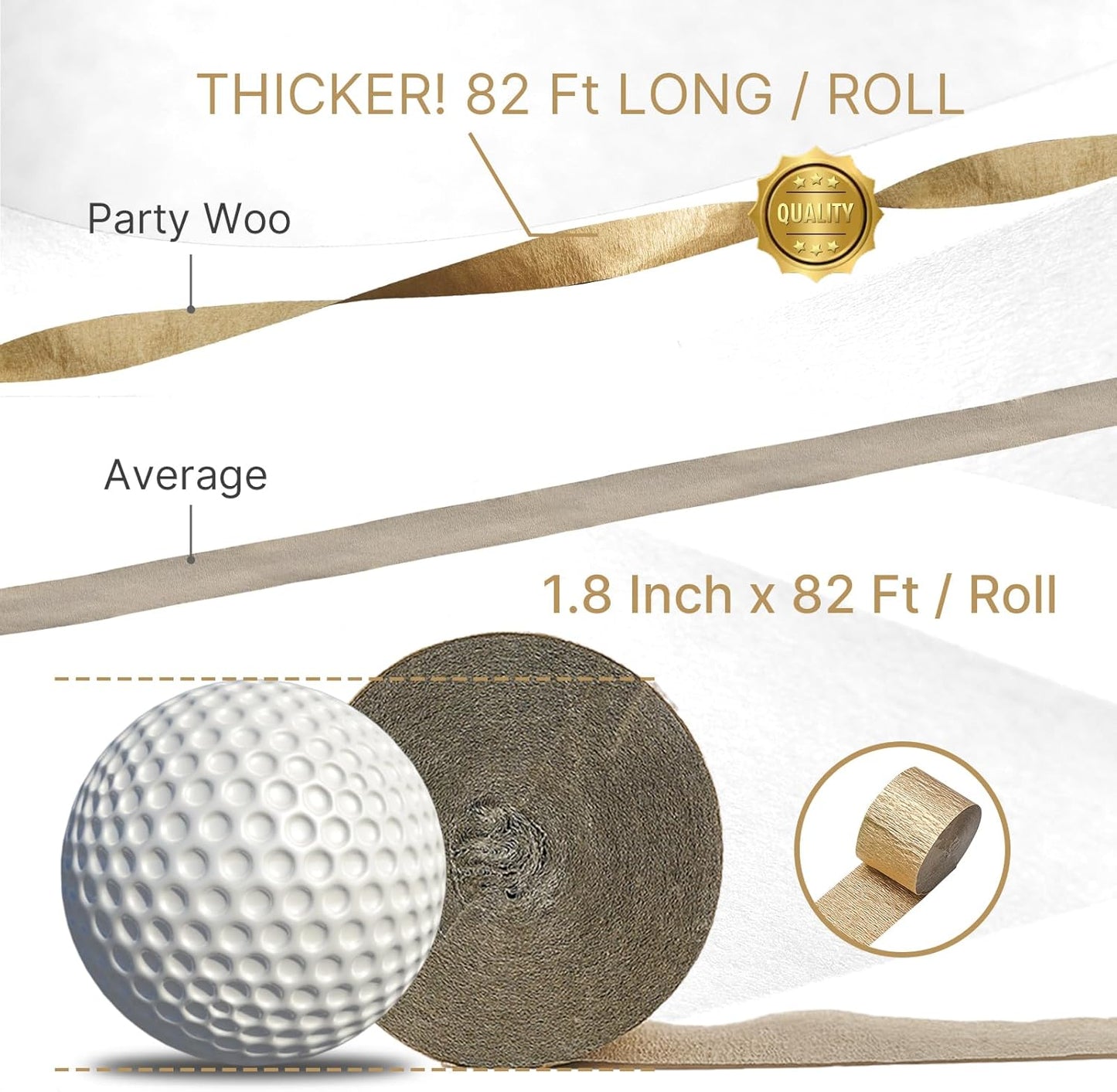 PartyWoo Sage Green Crepe Paper Streamers 4 Rolls 328 ft Pack of Hunter Sage Green Gold Sand White Crepe Paper for Jungle Safari Graduation Birthday Party Decorations (1.8 Inch x 82 Ft/Roll)