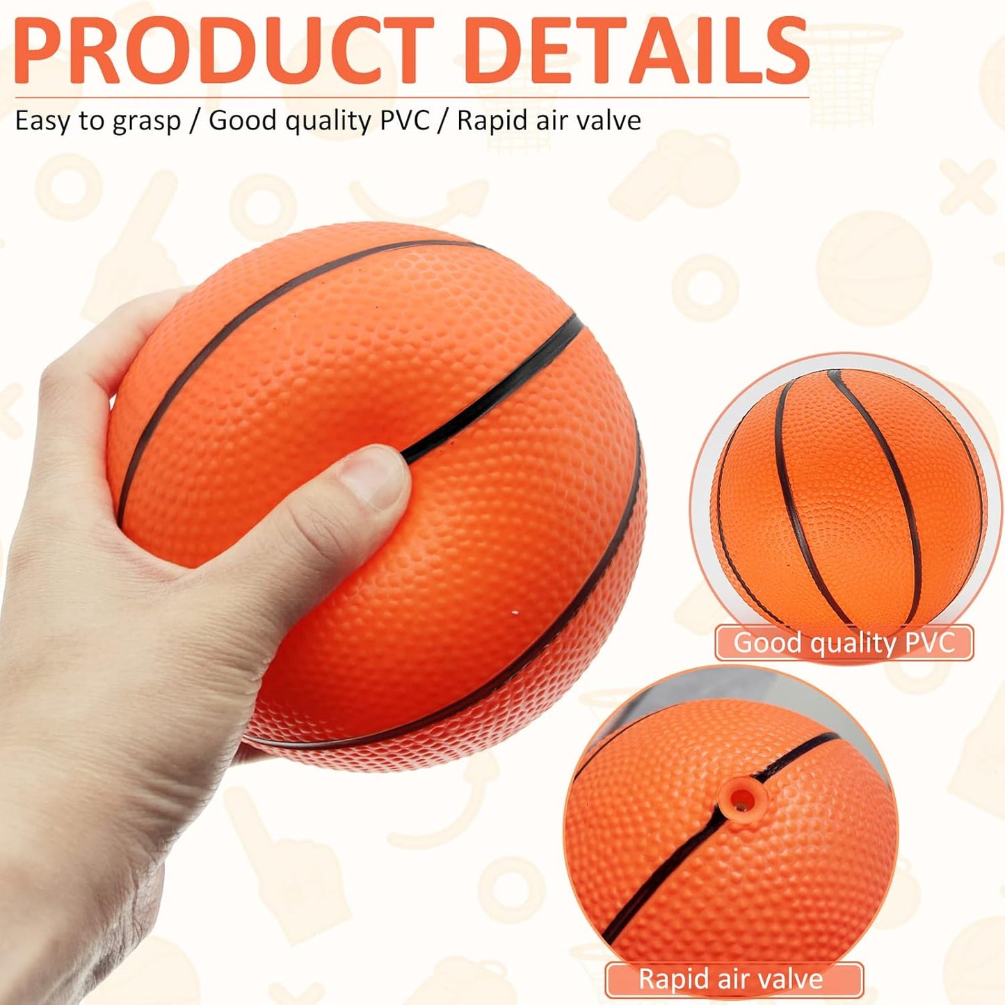 30Pcs 7" Inch Mini Basketball Balls Bulk Small Basketball Set with Pump, PVC Small Basketball for Over The Door Basketball Hoop Games Party Favors Indoor Outdoor Play Adults Kids Pool Beach Basketball