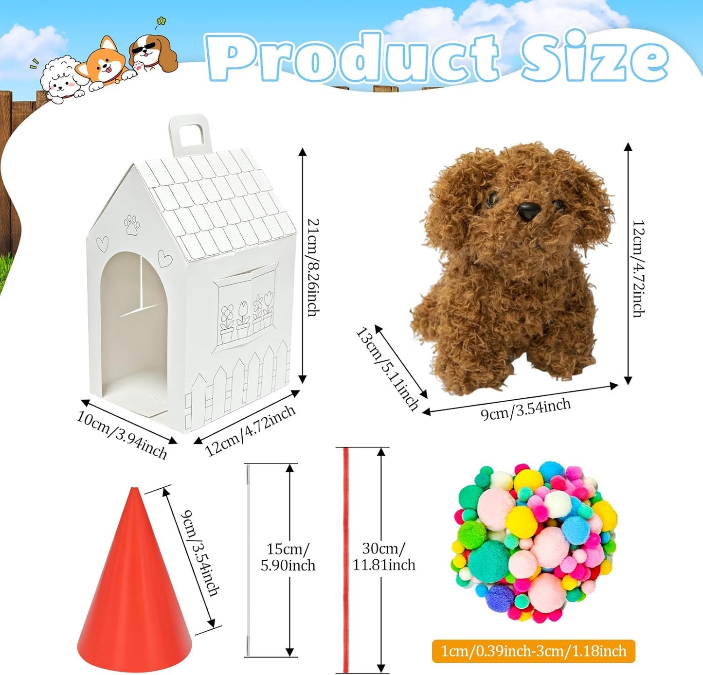 Cinrobiye 12 Sets Adopt a Puppy Party Favors DIY Dog Party Boxes Set Include 12 DIY Dog Boxes 3.93 Inch Mini Dogs Hats for Birthday Adopt A Pet Party Supplies Crafts
