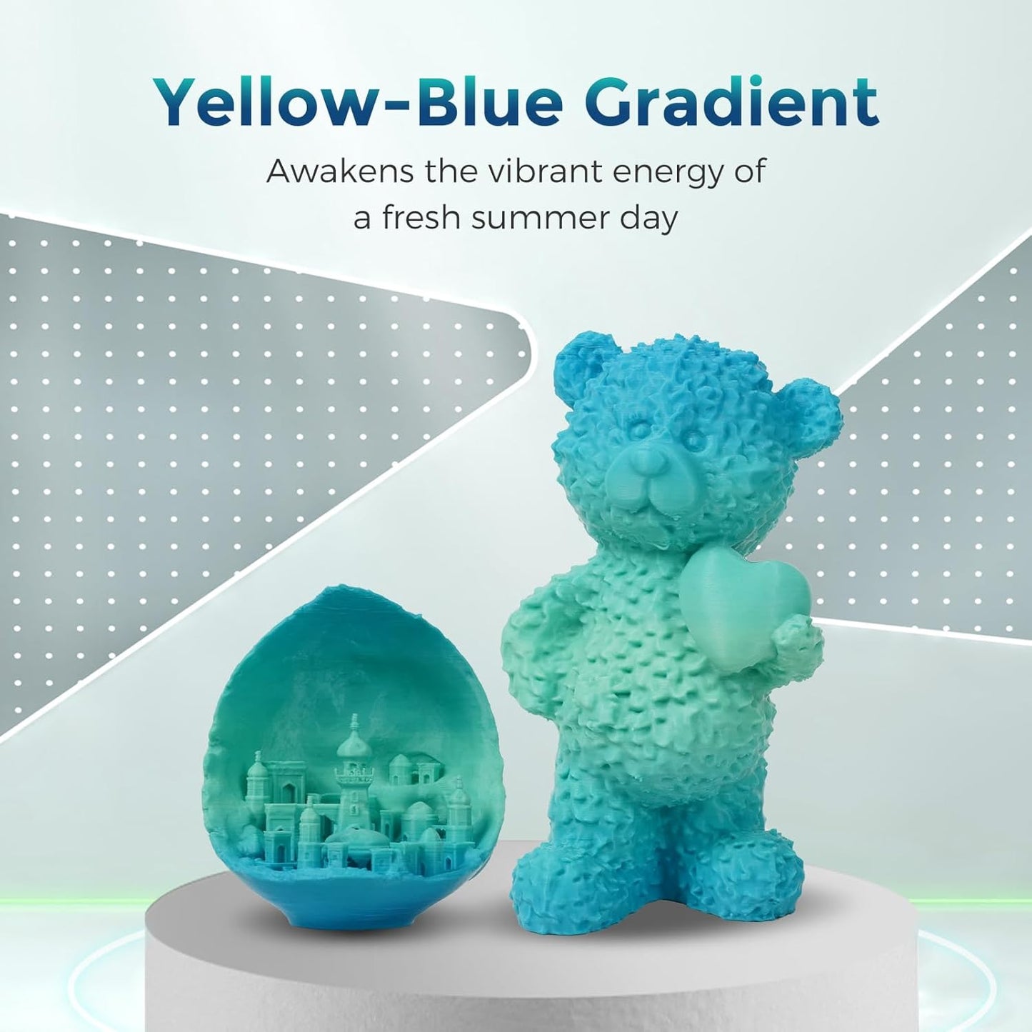 FLASHFORGE PLA Filament 1.75mm +/- 0.02mm Blue to Yellow Gradient, Smooth Color-Changing 3D Printer Filament 1kg (2.2lbs) Spool, 3D Printing Filament Easy to Use and Fits for Most FDM 3D Printers