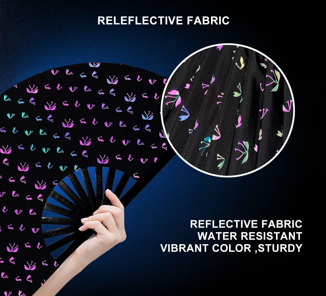 Amajiji Large Rave Folding Hand Fan Clacking Fans for Line Dancing Clap Fan for Boots On The Ground Dance,Party,Decoration,Festival (Bungee Light)