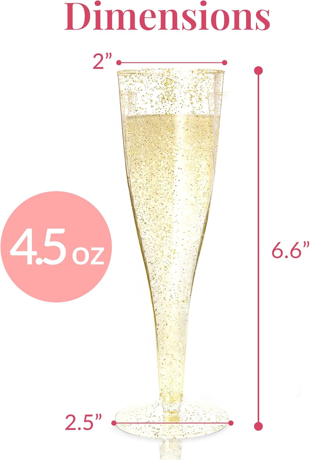 Prestee 24 Plastic Champagne Flutes - Gold Champagne Flutes Plastic - Gold Disposable Mimosa Flute - Party Supplies - Disposable Cocktail Glasses - Mimosa Bar, Wedding, Shower Party