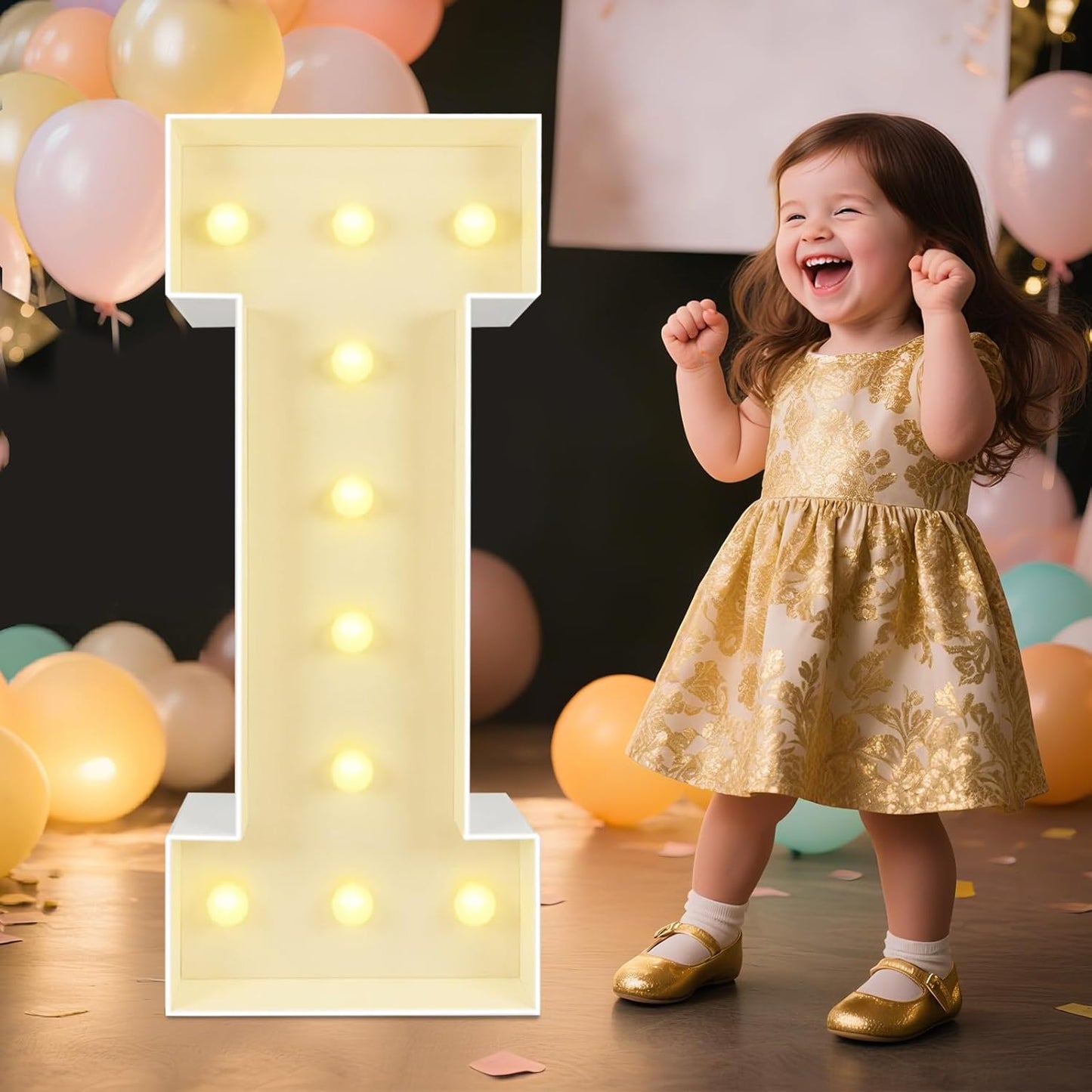 Marquee Light Up Letters: 3FT Large Decorative Signs for Party Decorations Baby Shower Birthday Wedding Engagement Anniversary, 3 Feet Tall Pre-Cut DIY Foamboard Letter I - Easy to Assemble