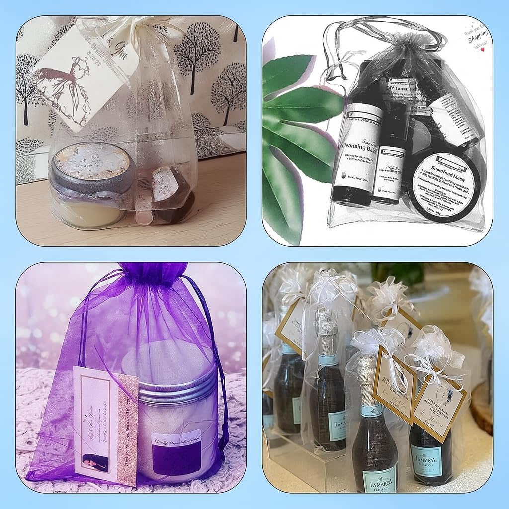 ANZNKU 50 Pack Organza Bags 6x9 Inch, Mesh Bag Drawstring Jewelry Pouches, Large Organza Gift Bags for Baby Shower, Party Favors(Royal Blue)