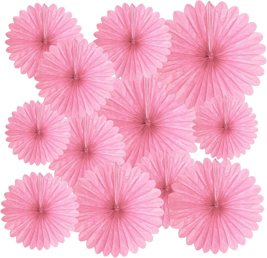 20 Pcs Pink Hanging Paper Fan, Hanging Honeycomb Round Paper Fans for Weddings, Birthdays, Christmas, Baby Showers, Classroom, Events Ceiling Party Supplies Decorations