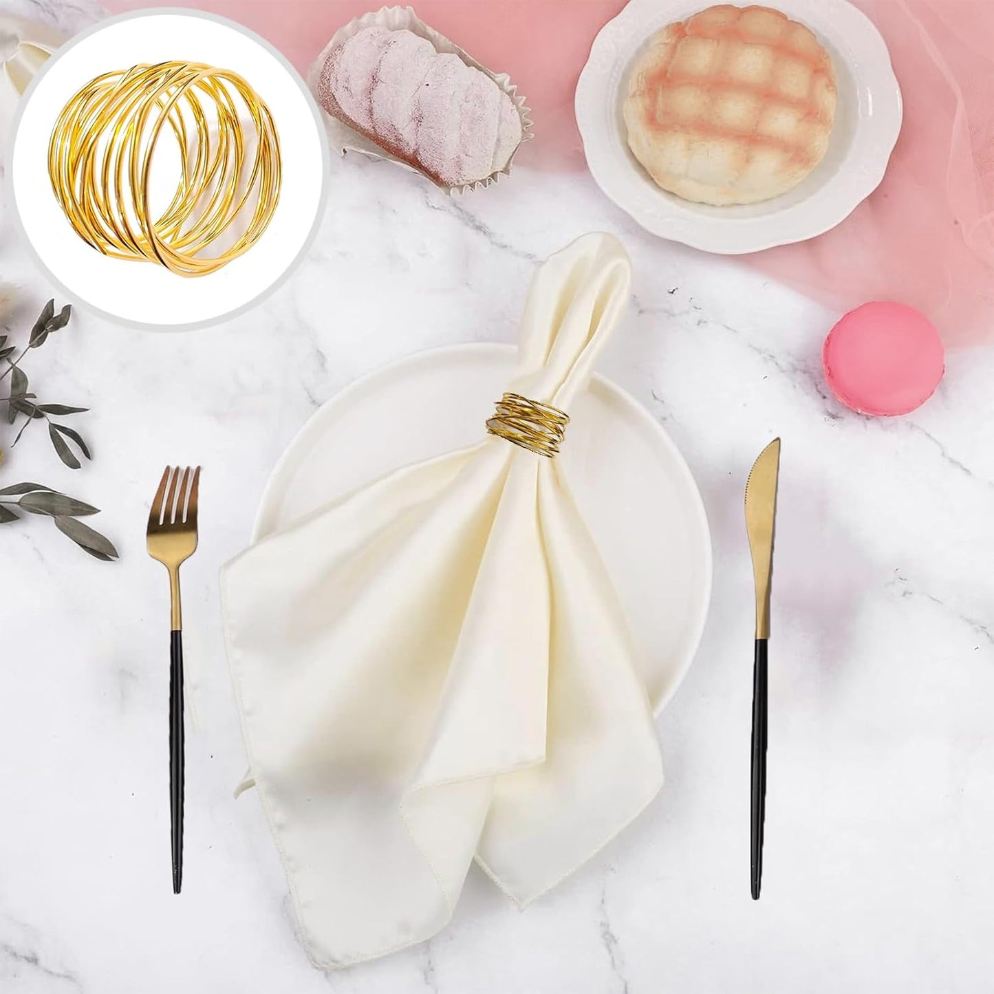 Gold Napkin Rings - 12 PCS Metal Napkin Rings(Twisted Wire) Napkin Holders Buckles for Family Dinner, Wedding, Party,Table Decorations