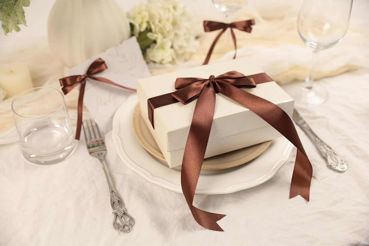 Dark Brown Satin Ribbon 1 inch X Continuous 100 Yards, Single Face Polyester Ribbon Perfect for Gift Wrapping, Flower Bouquet, Wedding Decor, Crafts, Bow Making, Sewing and More