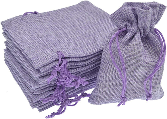 20pcs Burlap Bags 5 x 7, Linen Drawstring Gift Bags, Wedding Party Christmas Favor Bags Jewelry Candy Pouches Sacks (Light Purple)