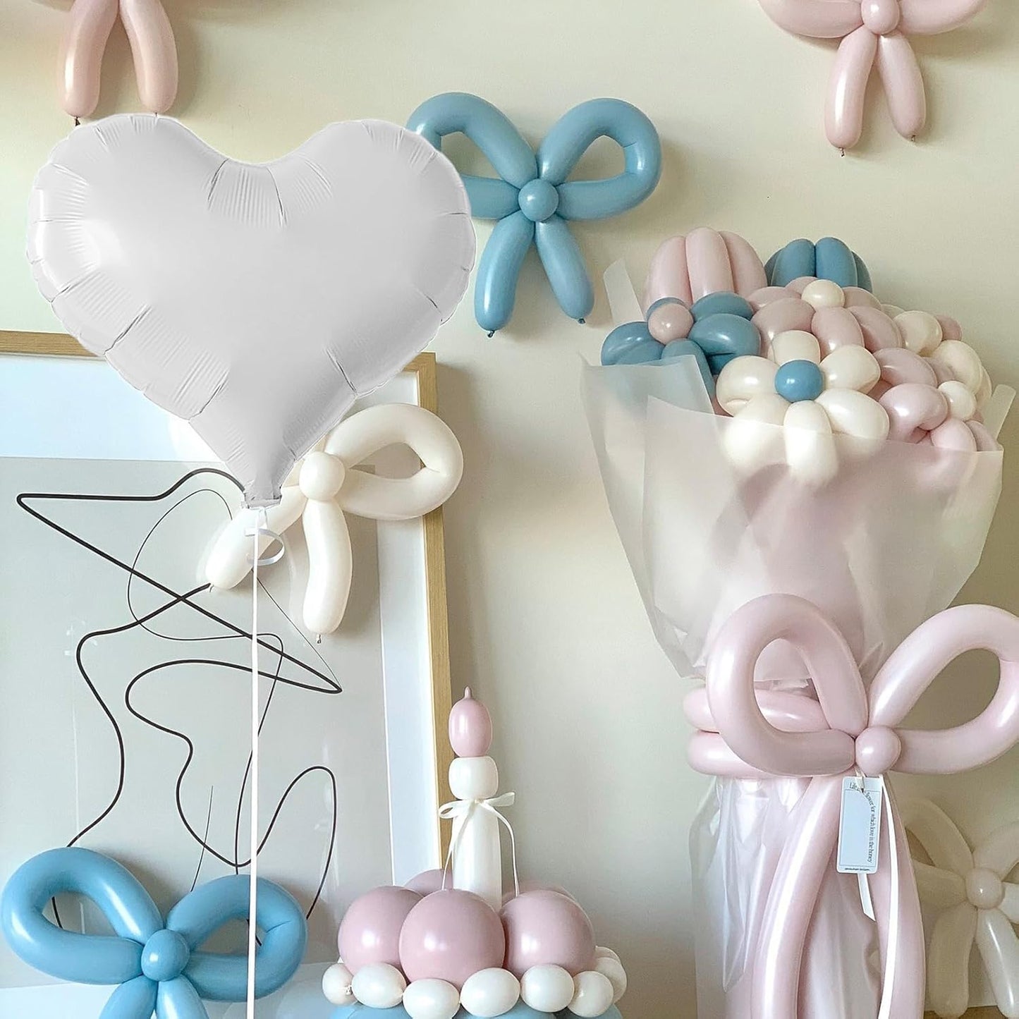 White Heart Balloons,24Inch Large White Heart Foil Balloons for Valentine's Day Birthday Wedding Baby Shower Anniversary Party Decorations