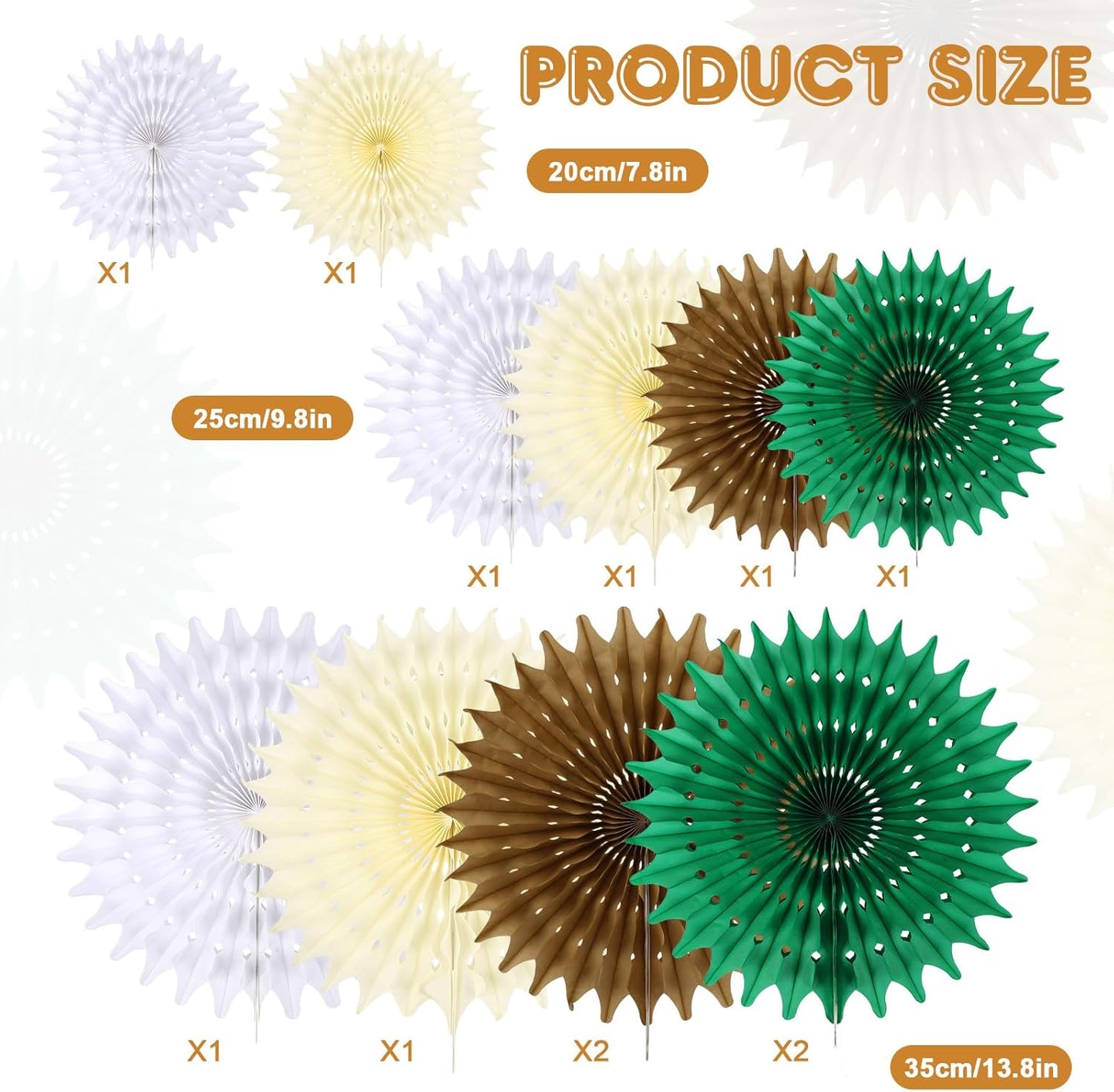 BestoFun 12PCS Paper Fans Neutral Green White Christmas Decorations Winter Party Decorations Tissue Paper Flowers Decorations for Winter Holiday Party Xmas Home Room Wall Hanging Décor