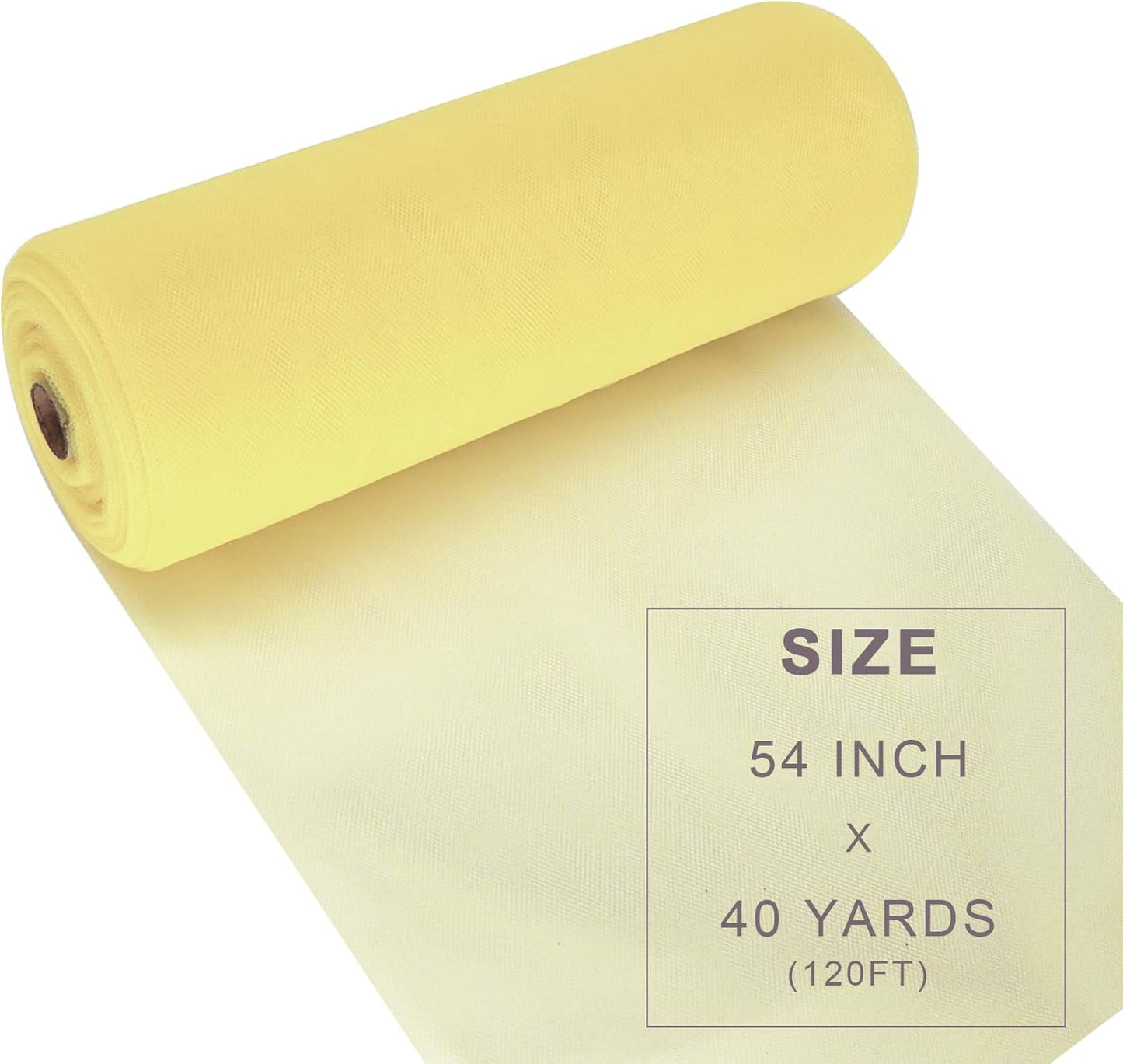 Baby Maize Tulle Fabric Roll Spool Bolt (54 Inch by 40 Yards) Large Tulle Wedding Party Decoration, Tutu Skirt, Table Runner, Gift Wrapping, Bridal Shower, Soft & Drape (Baby Maize)