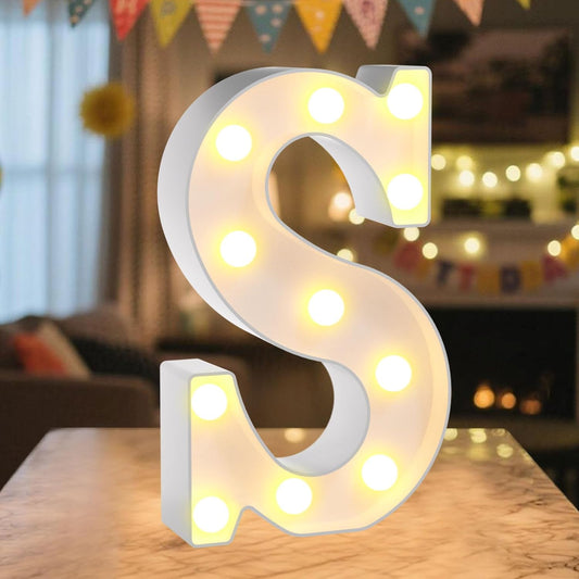 LED Marquee Light Up Letters Sign - Lighted Letters Alphabet for Birthday, Graduation, Bar Wall & Table Party Decor, Wedding Anniversary and Christmas Decorations, Letter S
