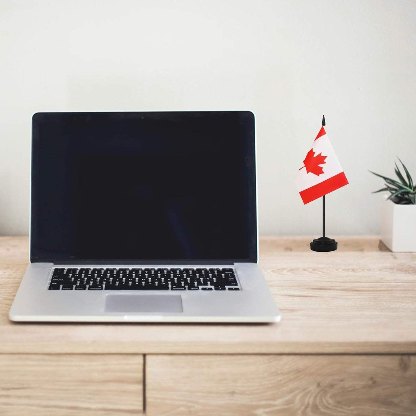 2 Pack Canada Desk Flag Set, Canadian Desktop Small Miniature Table Office Flag with 12" Black Pole and Black Base, Offices, Classroom, Home, Festival Decoration (Canada)