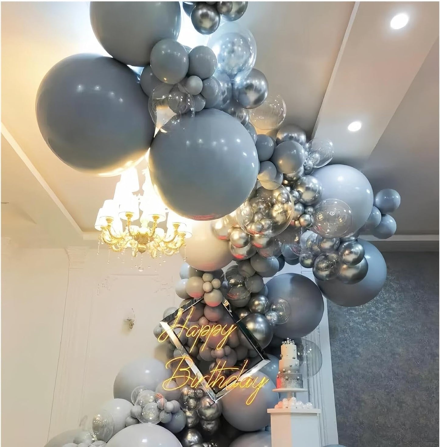 412pcs Pastel Gray Balloon Garland Arch Kit 18 12 10 5 Inch Different Sizes Light Grey Latex Balloons for Baby Shower Birthday Happy Wedding Party Decoration