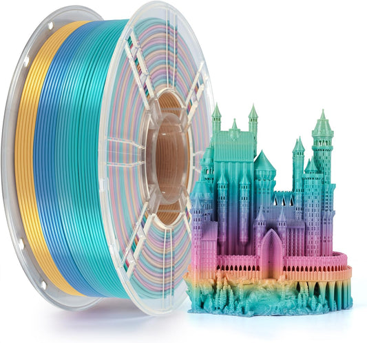 Kingroon Rainbow Filament 3D Printer Filament Color Changing 1kg Dimensional Accuracy ±0.03mm,Gradually Random Quickly,Fit Most 3D Printers