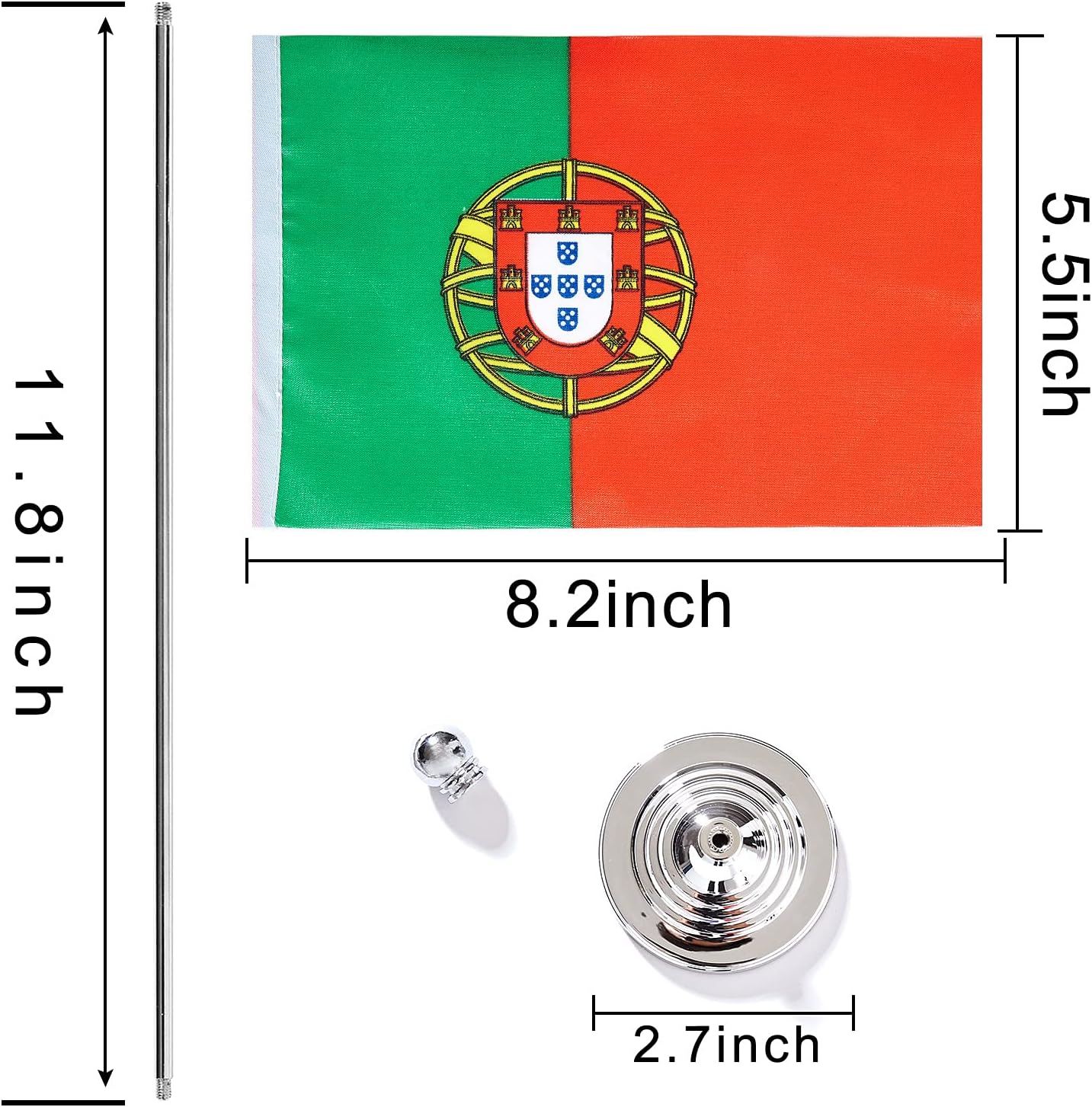 ZXvZYT 2 Pack Portugal flag Portuguese Table Flag Small Mini Portuguese Desk Flags With Stand Base,International Festival Events Celebration Decorate,Home office Decorations