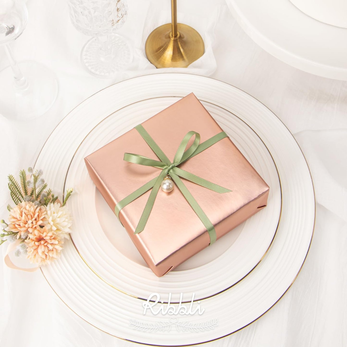 Ribbli Sage Green Satin Ribbon Double Faced Satin 1/4 Inch x Continuous 100 Yards-Spring Moss Ribbon for Gift Wrapping Crafts Wedding Decoration Bows Bouquet Floral Arrangement