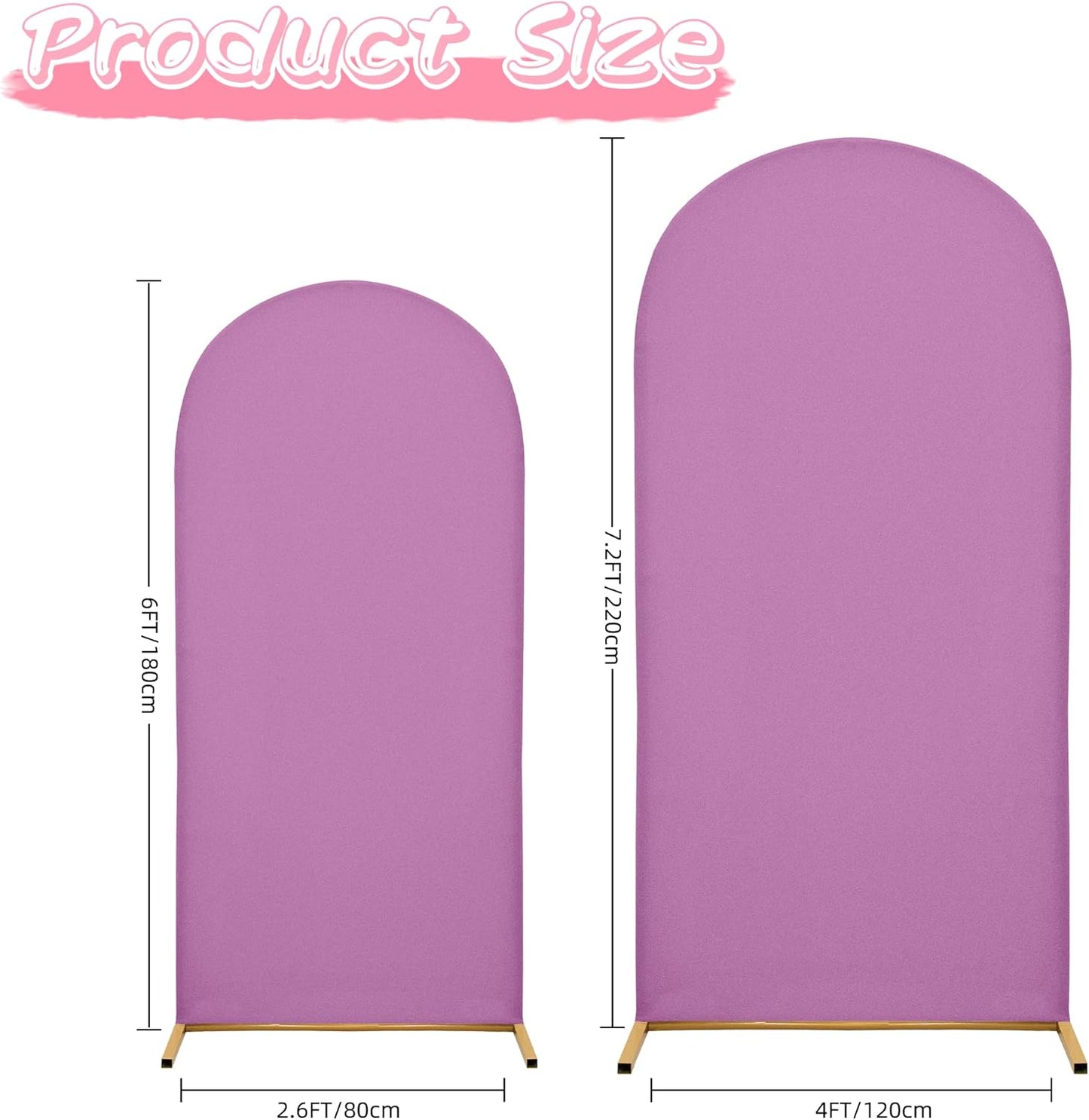 Wedding Arch Covers Arch Backdrop Cover Arch Stand Covers 7.2FT 6FT Set of 2 Arch Cover Spandex Fabric Stretchy Backdrop for Wedding Birthday Party Decoration Baby Shower (Lilac)