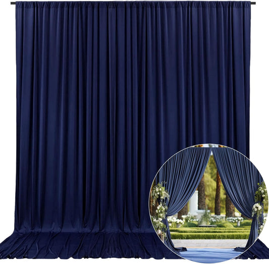 10 x 7 Feet Navy Blue Backdrop Curtain for Partie, Background Curtains for Photoshoot, Birthday, Wedding, Halloween, Thanksgiving, Christmas Day, New Year Party Decorations 5Ft x 7Ft, 2 Panels