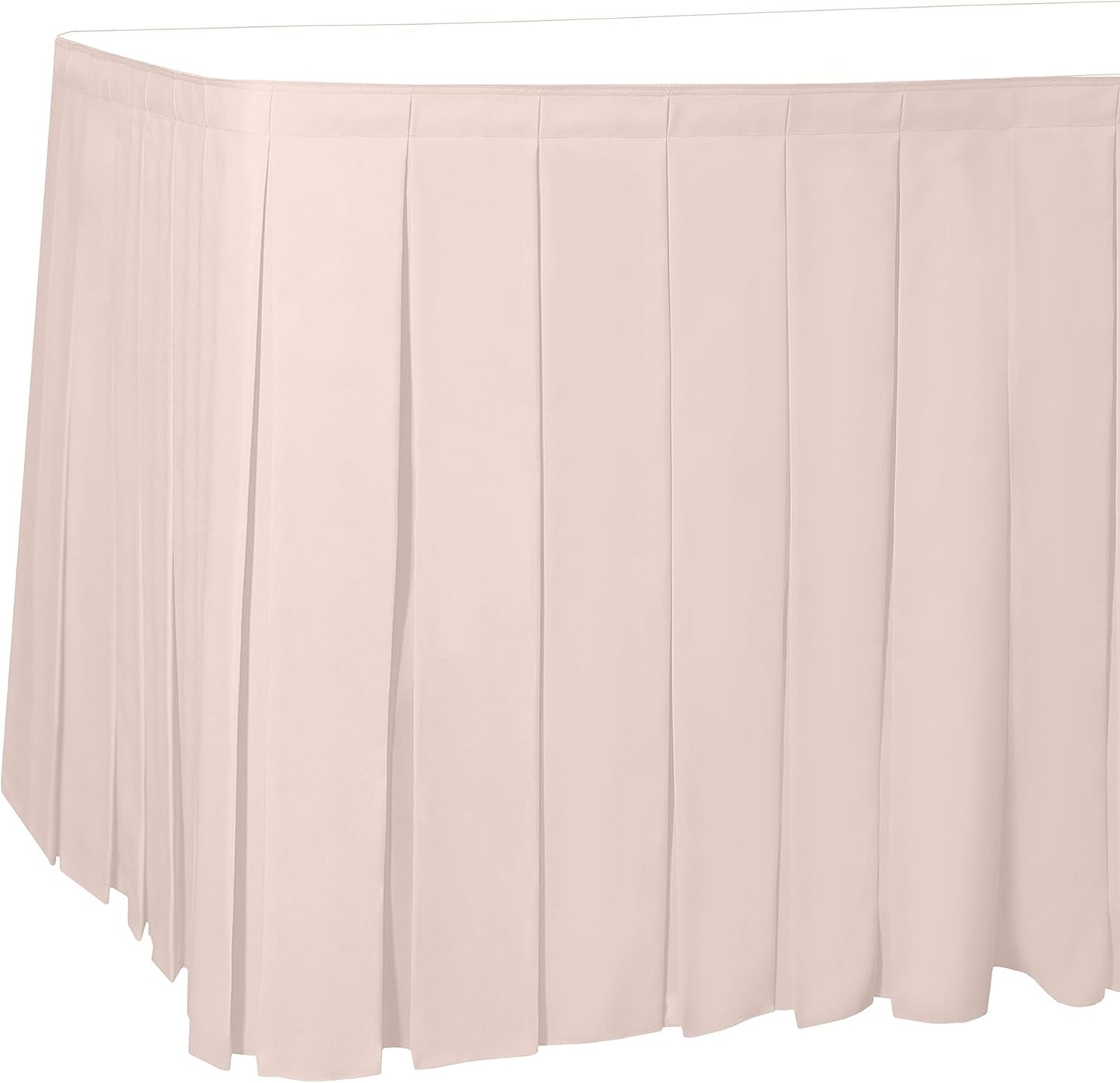 Ultimate Textile Pleat Polyester Fabric Table Skirt - Machine Washable Flame Resistant with Clips for Events, Weddings & Trade Shows, Cut & Sewn in Paterson, NJ - Ice Peach, 17' Box Pleat