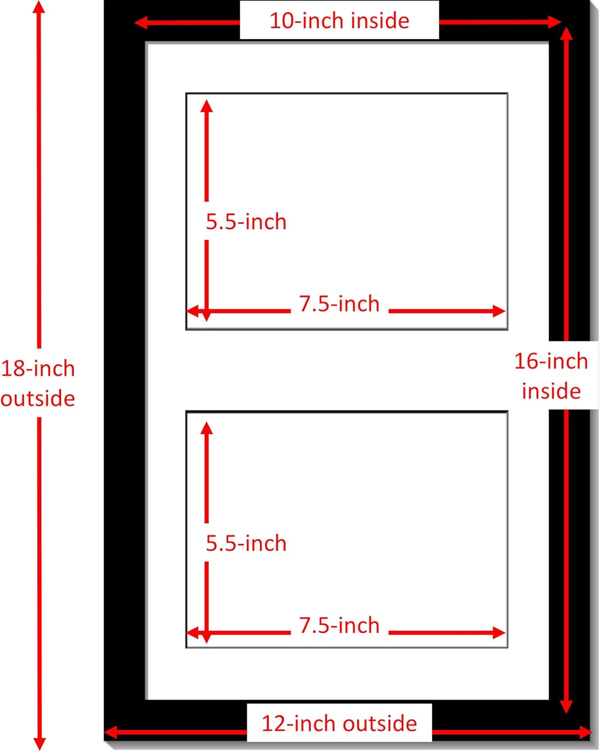 Creative Picture Frames 10X16Bk-W Black Vertical Double Diploma Frame With 2 Opening White Matting | Holds 2-6X8-Inch Documents With Installed Wall Hanger