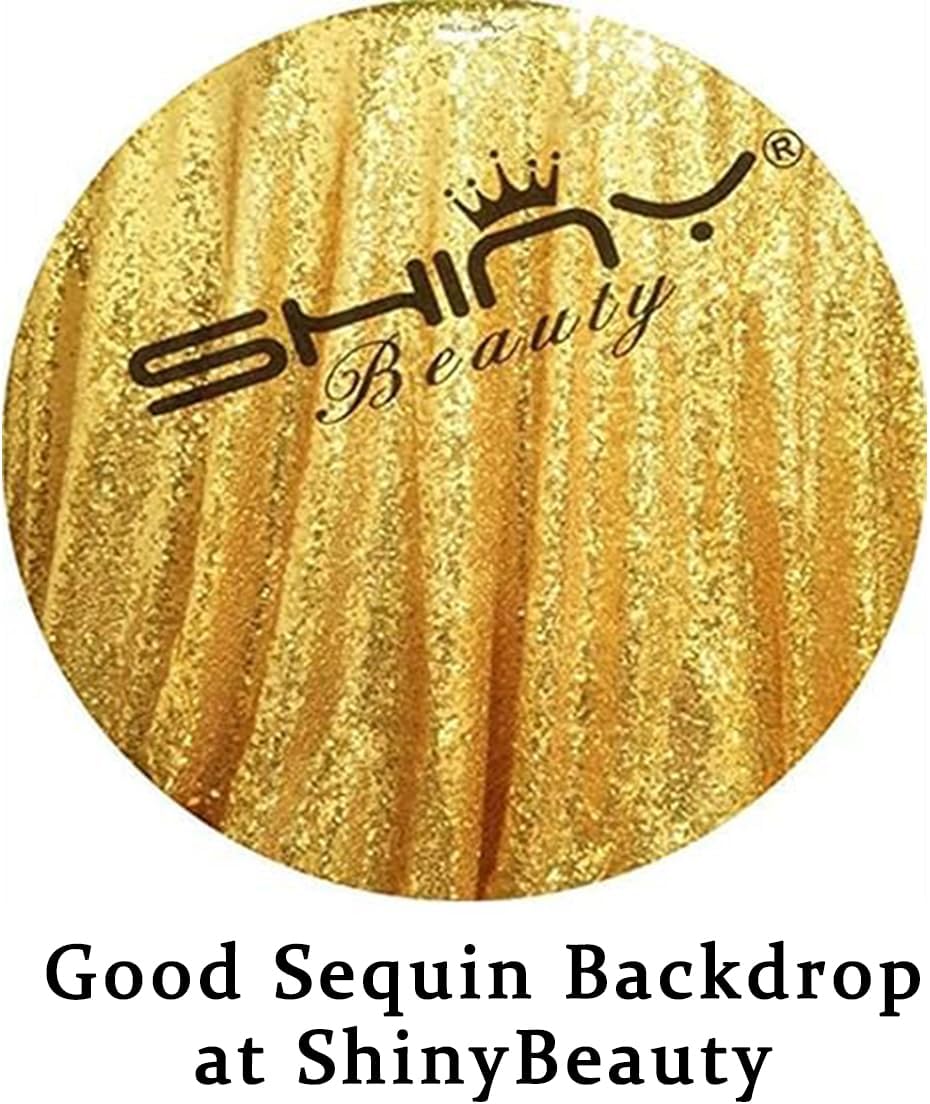 ShinyBeauty Sequin Backdrop 4x10ft Shiny Gold Sequin Curtains 2 Panels Glitter Backdrop Curtains for Parties Photography Background M0511…