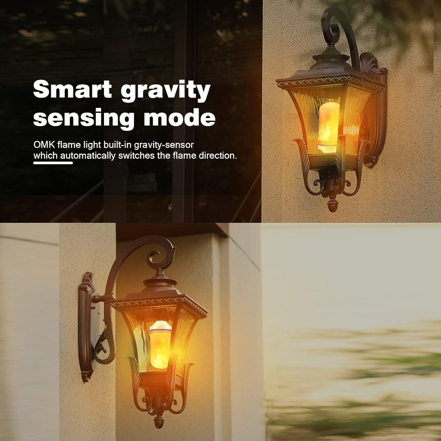 OMK Christmas Flame Effect Light Bulbs LED (6 Pack) Fire Light Bulb Flickering Light Bulbs for Porch Yard Outdoor Fake Fire Party Holiday Christmas Gifts Spooky Attractions Decoration