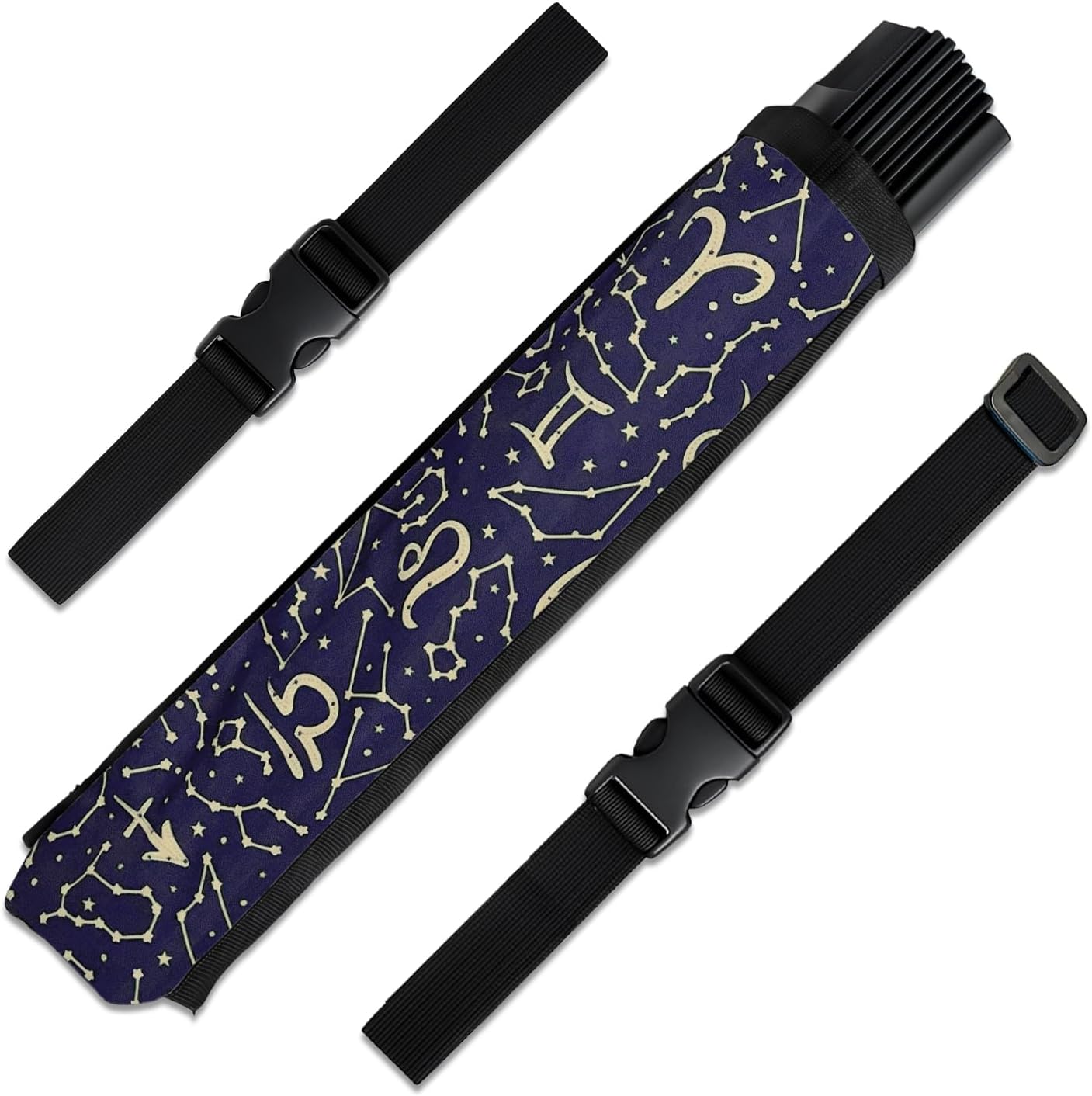 GloFX Zodiac Fan Holster – Astrology Belt Holster for Folding Hand Fans – Fan Holder Pouch for Waist or Belt – Fan Accessory for Festivals and Performances