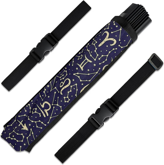 GloFX Zodiac Fan Holster – Astrology Belt Holster for Folding Hand Fans – Fan Holder Pouch for Waist or Belt – Fan Accessory for Festivals and Performances