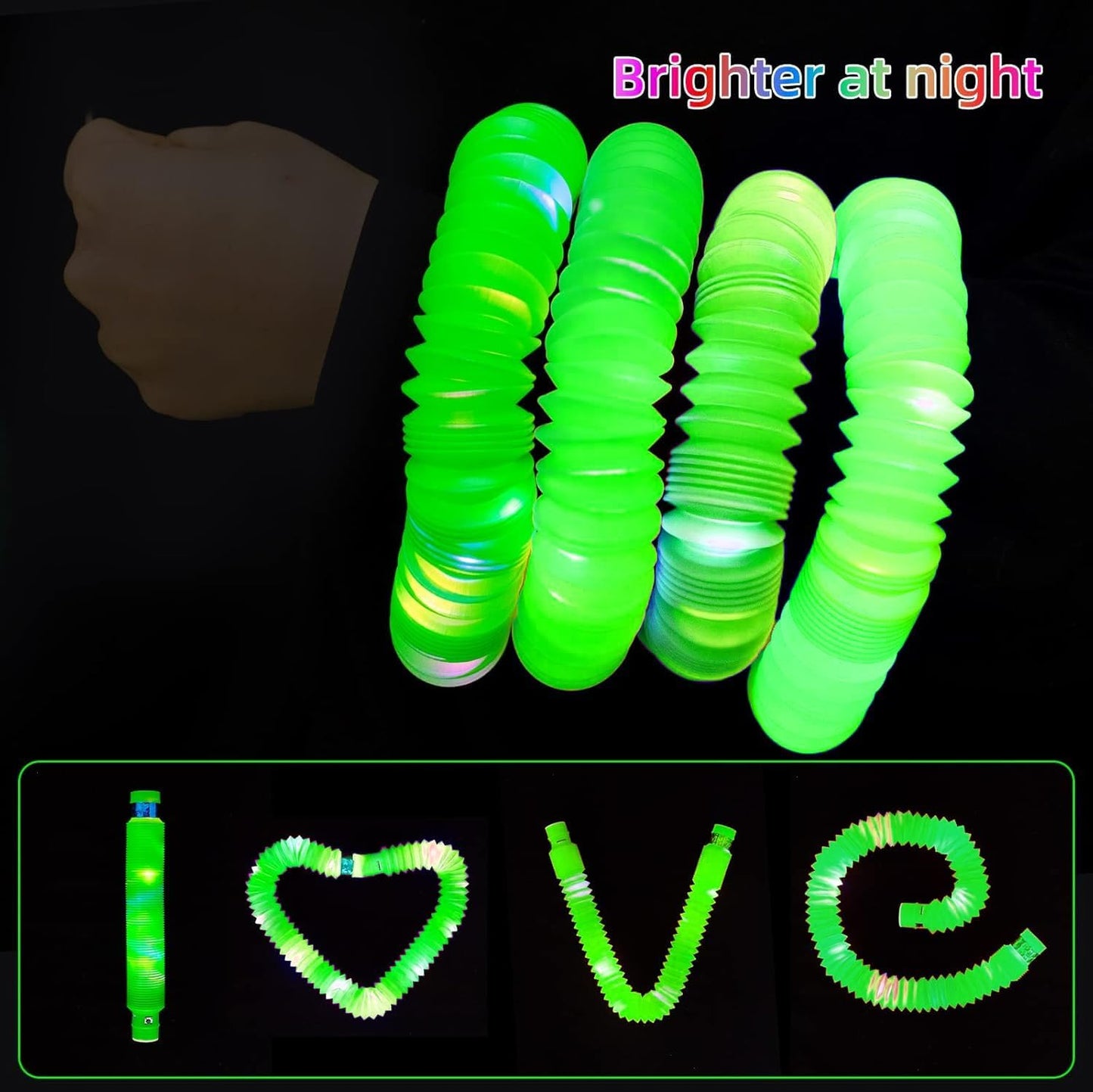 Green 6 Pack Light Up Party Favors Supplies,Bulk Glow Sticks Bracelet,Necklace Accessories for Kids,Birthday Return Gifts Treats,Easter Basket Goodie Bag Stuffer Fillers for Boys Girls