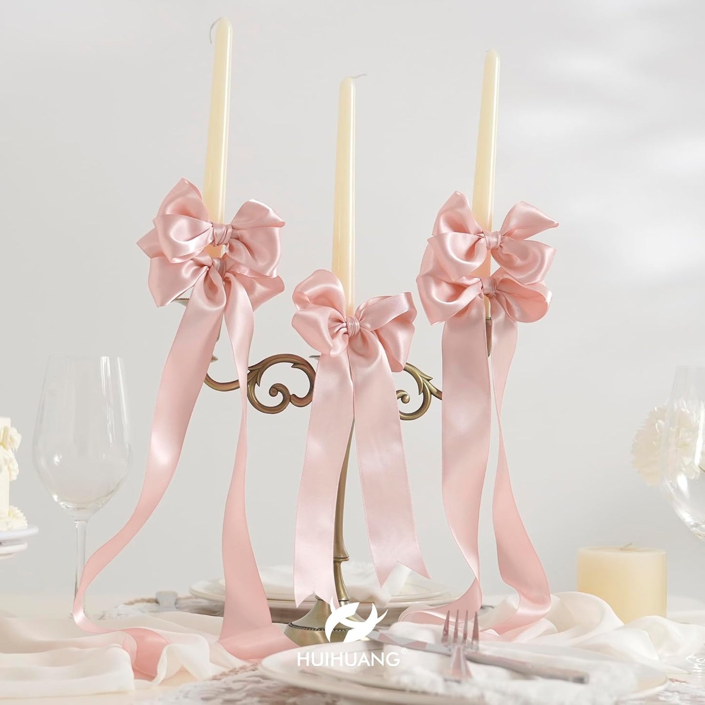 HUIHUANG 1.5 inch Wide Satin Ribbon 50 Yards Rose Gold Double Face Polyester Silk Satin Ribbon for Gift Wrapping Hair Bows Making Floral Bouquet Wedding Invitation Decor Party Favor and Craft Supplies