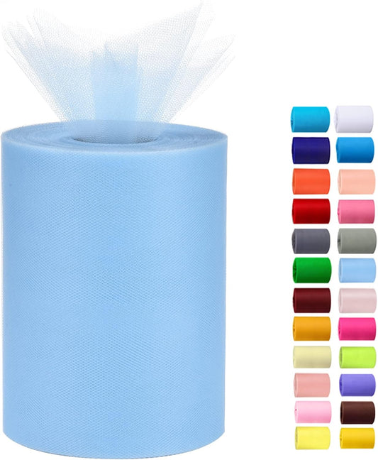 Tulle Rolls 6” by 100 Yards (300 feet) Tulle Roll Spool Fabric for DIY Tutu Skirts Wedding Baby Shower Crafts Decorations Party Supplies(Aqua Blue)