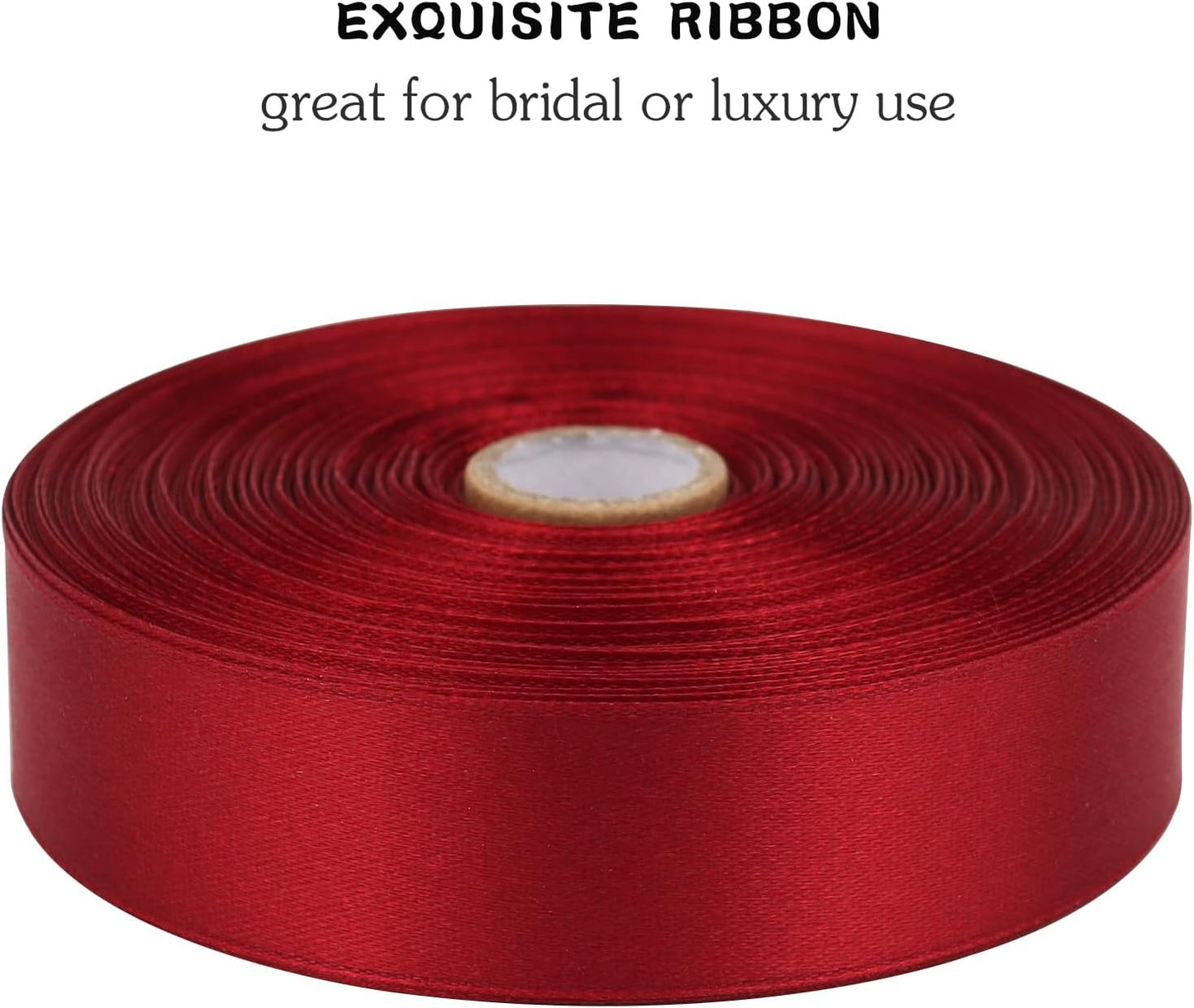 Deep red Solid Satin Ribbon 1 Inch 50 Yards Solid Polyester Fabric Ribbon for Gift Wrapping Wedding Christmas Baby Shower Birthday Party Decoration Handmade Immortal Flower Craft