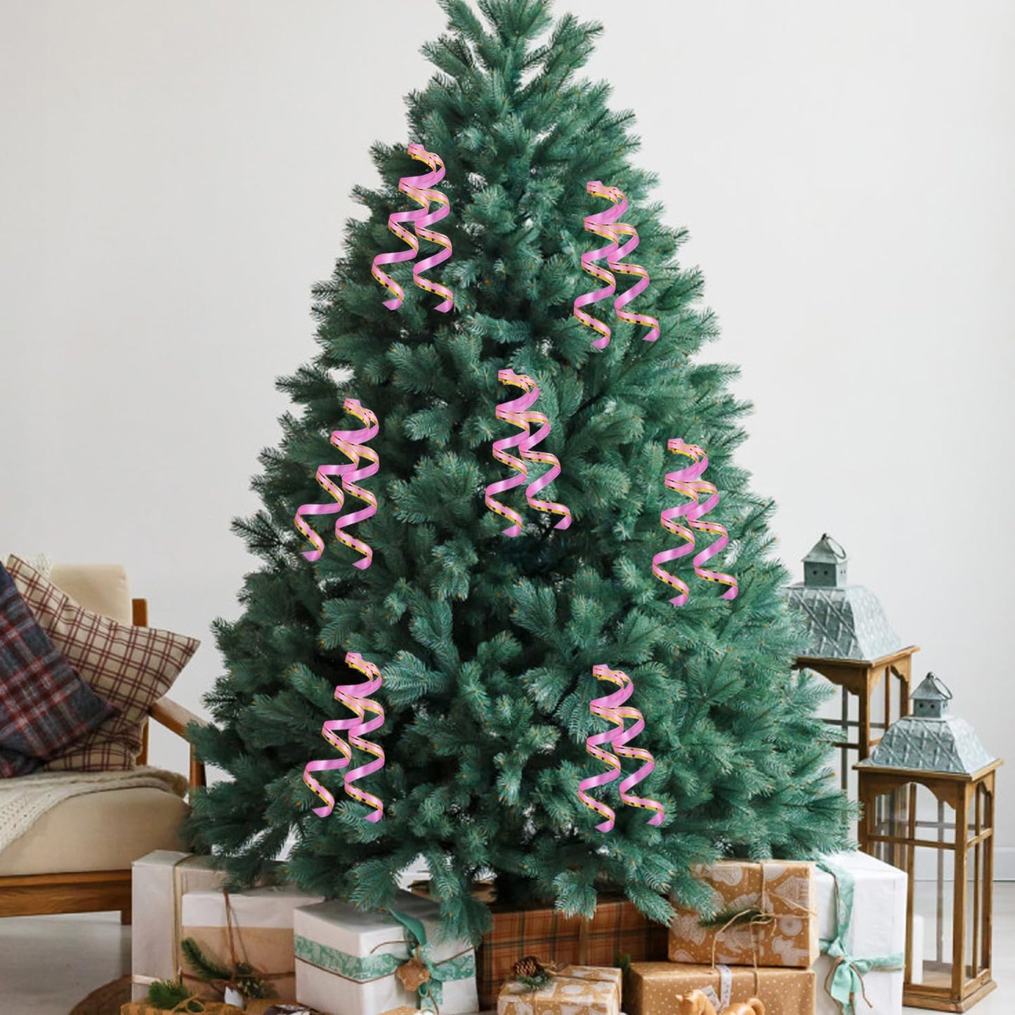 TONIFUL Curling Ribbon-Pink Gold Balloon Curling Ribbons-250 Yards Balloon String for DIY Decor,Gift Wrapping,Ribbons and Bows for Christmas New Year Birthday Gifts Graduation Supplies