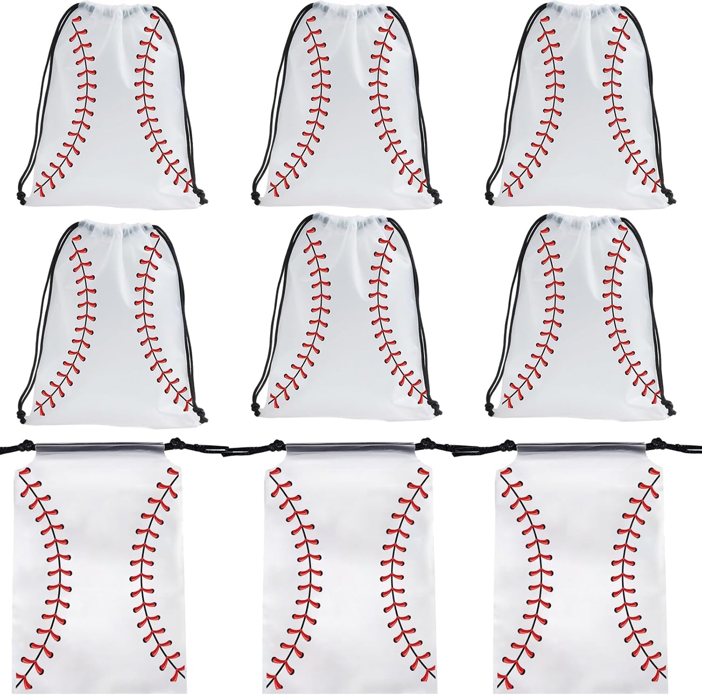 SAOTD 50 Pack Baseball Goodie Bags 7.87x9.84 inch (20x25 cm), Party Fvors Gift Treat Snack Bags, Baseball Drawstring Bag for Boys Girls Birthday Sports Theme Party Supplies