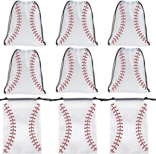 SAOTD 50 Pack Baseball Goodie Bags 7.87x9.84 inch (20x25 cm), Party Fvors Gift Treat Snack Bags, Baseball Drawstring Bag for Boys Girls Birthday Sports Theme Party Supplies
