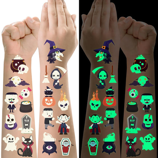 Halloween Luminous Temporary Tattoo for Kids - 250+ Horror Glow Halloween Party Supplies for Boys and Girls,Halloween Goodie Bag Fillers Holiday Party Decorations Favors 20 Sheets