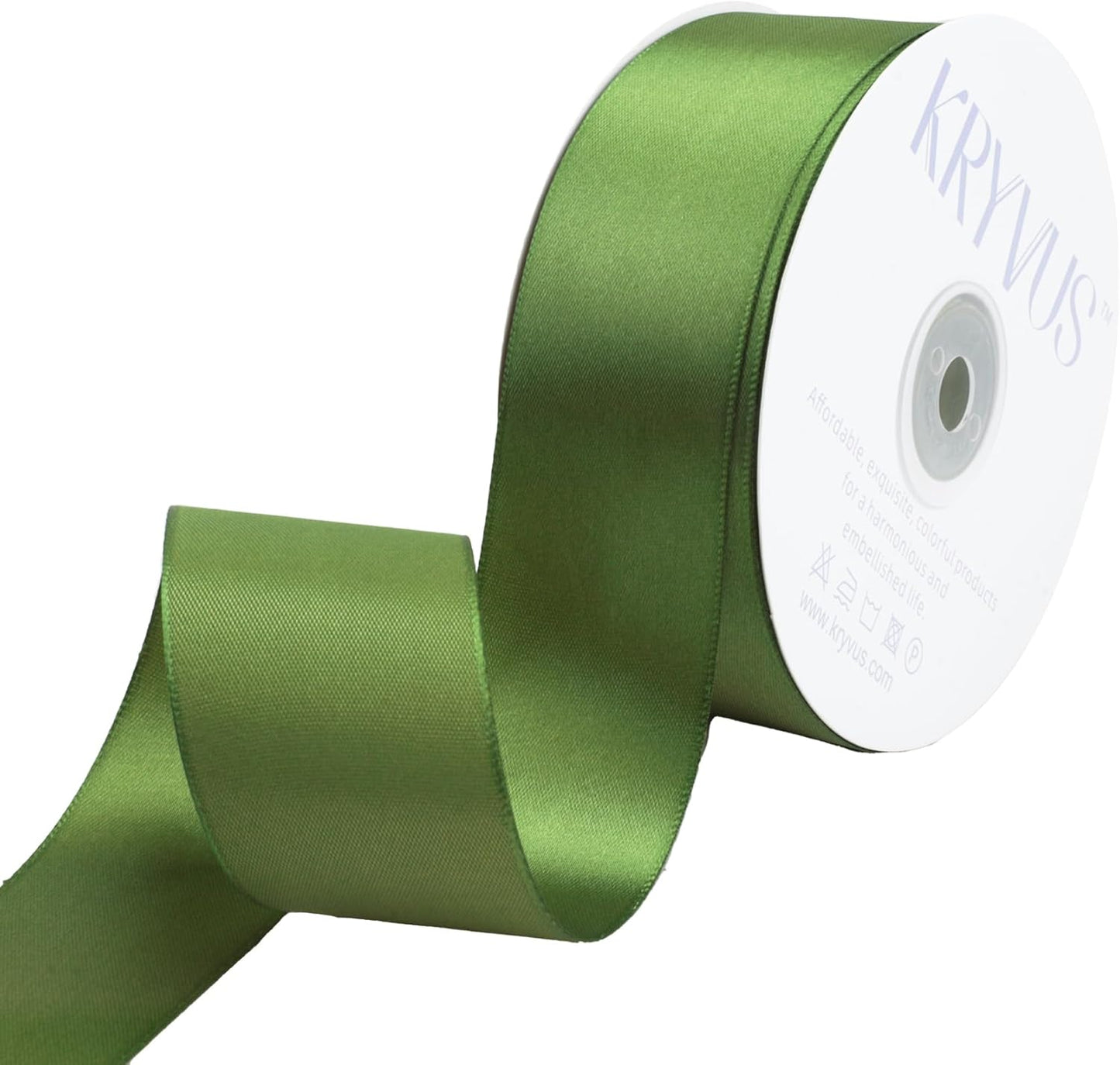 Olive Green Satin Ribbon 1-1/2 inch X Continuous 50 Yards, Single Face Polyester Ribbon Perfect for Gift Wrapping, Flower Bouquet, Wedding Decor, Crafts, Bow Making, Sewing and More