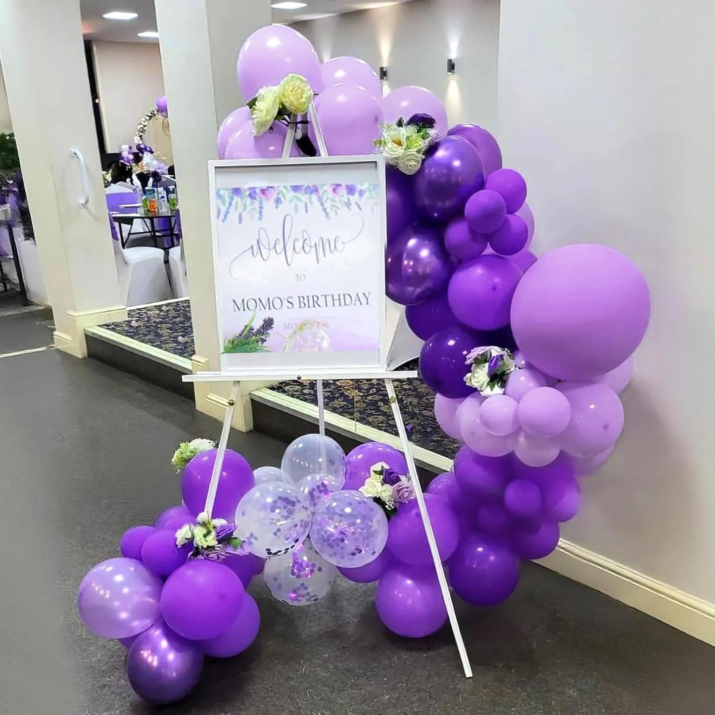 Netnology Purple Balloons Set, 60Pcs 12 Inch Lavender Purple Lilac Confetti Metallic Balloon Kit for Birthday Baby Shower Bridal Shower Wedding Graduation Party Decorations