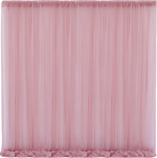 10x10 Dusty Rose Tulle Backdrop Curtains for Parties, Sheer Backdrop Curtain Wedding Photo Background Drapes for Baby Shower Photography Birthday Party